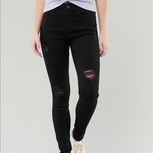 hollister black ripped skinny jeans